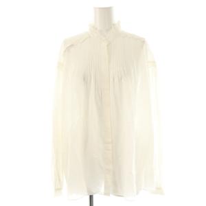 コットンガーゼエンブロイダリー ギャザーネックブラウス 長袖 36 ホワイト /HK OS