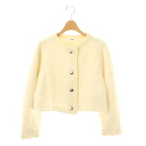23AW ファーライクニットジャケット ノーカラージャケット F ホワイト /DF OS