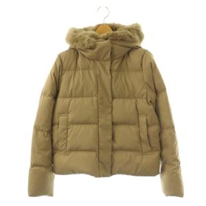 ダウンジャケット フード ラビットファー 36 ベージュ /ES OS