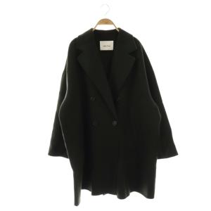 24AW ワイドシルエットダブルブレストコート ロング F ブラック /HK OS