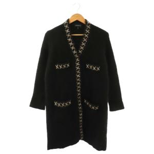 アンゴラ混ニットコート 42 ブラック ベージュ /DO OS