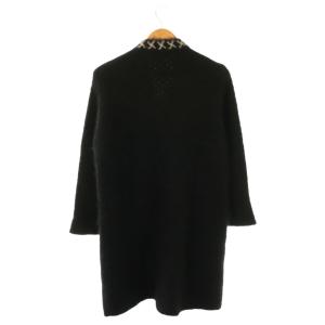 EMPORIO ARMANI アンゴラ混ニットコート 42 ブラック ベージュ /DO OS