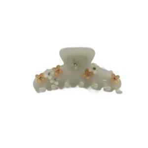 フラワーモチーフ ヘアクリップ ライトグレー /SS OS