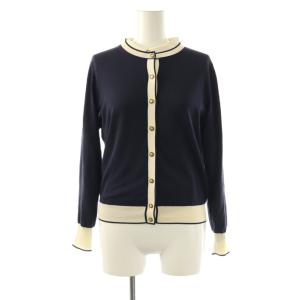 シルク混 配色アンサンブル ニット カーディガン 38 ネイビー オフホワイト /ES OS