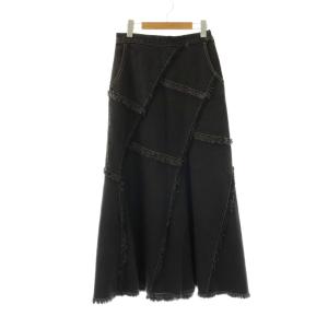 UND PATCHWORK DENIM SKIRT スカート ロング デニム フレア M ブラック /HK