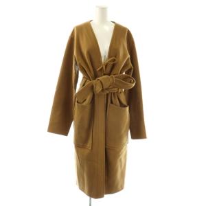 フィービー期 カシミヤノーカラーロングコート 36 キャメル