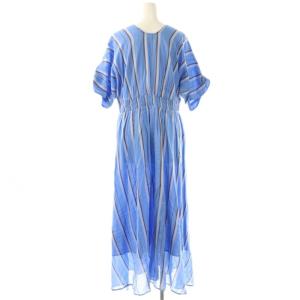 NE QUITTEZ PAS! 25SS Cotton Voile Stripe Waist Gather Dress