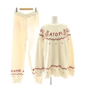 24AW ノルディックプルオーバー ロングパンツ セットアップ ルームウエア F アイボリー マルチカラー