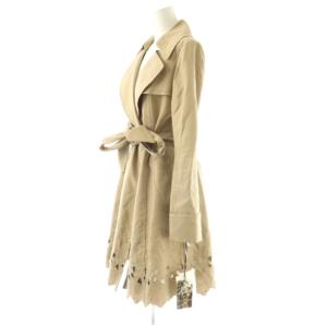 GRACE CONTINENTAL トレンチコート スプリングコート ロング丈 ワンカラー 麻 リネン混 ベルト 36 ベージュ タグ付き