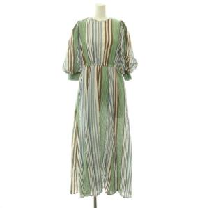 Cotton Voile Stripe Volume Sleeve Dress