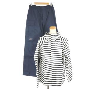 レインウェア レインスーツ セットアップ 上下 ブルゾン パーカー 長袖 ジップアップ ボーダー パンツ イージー ジップフライ