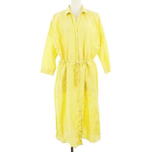 19SS シャツワンピース オープンネック シルク混 F イエロー