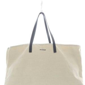 JIL SANDER キャンバス レザー トートバッグ ブラック ベージュ