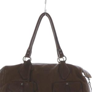 JIL SANDER レザー ポケット チャーム付 ハンドバッグ ブラウン