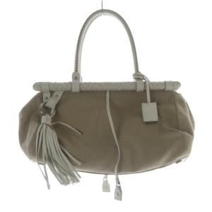 レザー キャンバス 編み込み トートバッグ ハンドバッグ チャーム付 ベージュ 白 ホワイト /SR GY