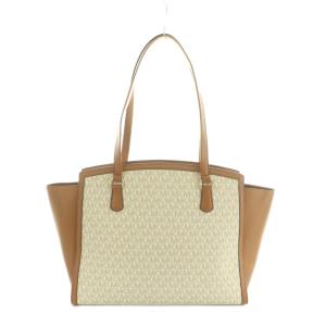 MICHAEL KORS トートバッグ ラージ PVC レザー モノグラム柄 ロゴ オフホワイト ベージュ /MI GY49