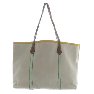 TORY BURCH キャンバス トートバッグ ハンドバッグ ロゴ ベージュ /SR GY49