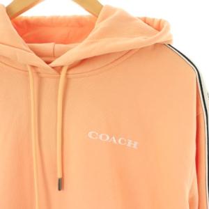 COACH パーカー スウェット ロゴテープ プルオーバー L オレンジ /HK GY49