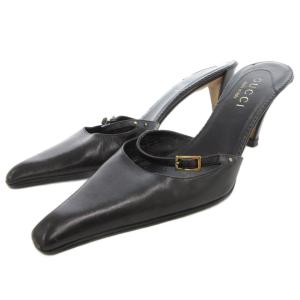 ミュール サンダル 本革 レザー 36.5 黒 ブラック /UO GY62