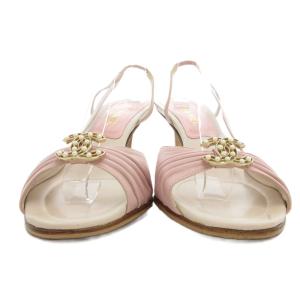 CHANEL スリングバッグ ヒールサンダル パールビジュー ココマーク 37.5 ピンク