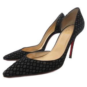 ハイヒールパンプス ピンヒール ポインテッドトゥ ベロア ラメ 37 黒 ブラック /GV GY62