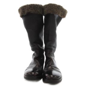 JIL SANDER ロングブーツ ボア シボ革 レザー 36 黒 ブラック /JS GY62