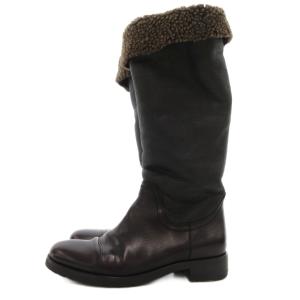 JIL SANDER ロングブーツ ボア シボ革 レザー 36 黒 ブラック /JS GY62