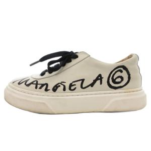 ロゴローカットスニーカーシューズ 厚底 レザー 本革 36 白 ホワイト 黒 ブラック /GV GY62