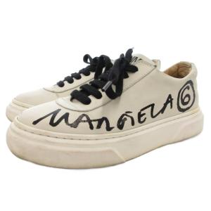 MM6 Maison Margiela ロゴローカットスニーカーシューズ 厚底 レザー 本革 36 白 ホワイト 黒 ブラック /GV GY62
