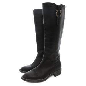 ガンチーニ ロングブーツ レザー イタリア製 6 黒 ブラック /GV GY62