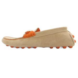 TOD'S ゴンミーニ ドライビングシューズ モカシン 35 ゴールド金具 ベージュ オレンジ /GV GY62