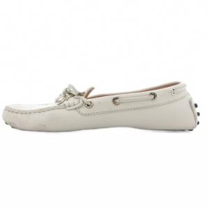 TOD'S ロゴ ドライビングシューズ ローファー スリッポン 36.5 レザー 白 ホワイト /GV GY62