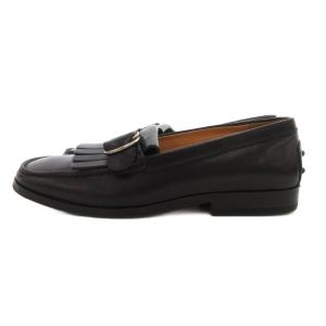 TOD'S スリッポン ドライビングシューズ レザーローファー タッセル 34.5 黒 ブラック /JS GY62