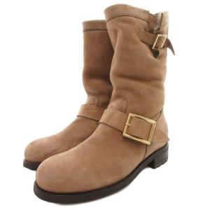 エンジニアブーツ 毛皮 レザー スエード 37 茶 ブラウン /JS GY62