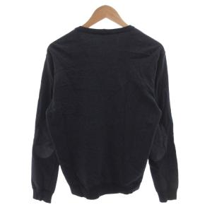 Martin Margiela ラムレザー エルボーパッチ スウェット Vネック カーディガン 44 紺 ネイビー /FF GY62