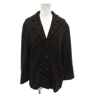 テーラードジャケット ニット シングル 総柄 バイカラー 42 茶 ブラウン /FF GY62