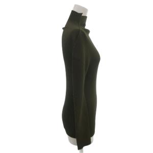 me ISSEY MIYAKE カットソー プリーツ ハイネック ワッフル カーキ 長袖 /FF GY62