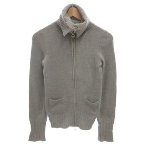 ジップアップニット ブルゾン ネックベルト タートルネック カシミヤ 長袖 XS グレー /FF GY62