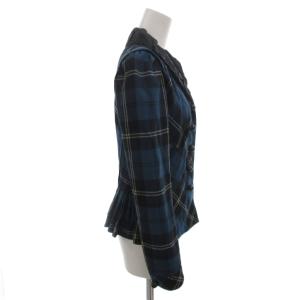 LOUIS VUITTON ジャケット ブレザー デザインボタン ウール 36 青 ブルー チェック /FF GY62