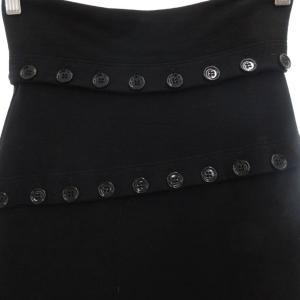 DOLCE&GABBANA ペンシルスカート タイト ウール 40 黒 ブラック ティアード ボタンデザイン ニット ミディ丈 /FF