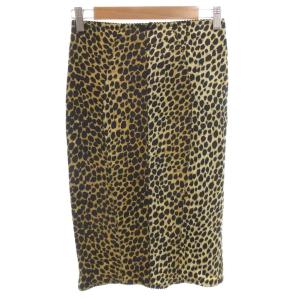 タイトスカート ジップ 42 黄 イエロー 黒 ブラック レオパード柄 ヒョウ柄 /FF GY62