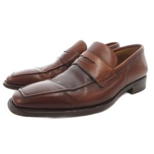 コインローファー レザーシューズ スクエアトゥ 6.5 茶 ブラウン /GV GY62