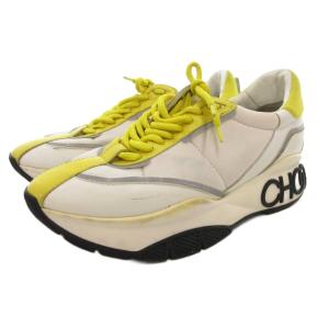 JIMMY CHOO 厚底スニーカー シューズ ローカット ナイロン 39.5 白 ホワイト 黄 イエロー /GV GY62