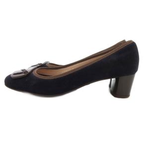 Salvatore Ferragamo MY FERRAGAMO チャンキーヒールパンプス レザー 本革 バックル 6 紺 ネイビー /JS GY62