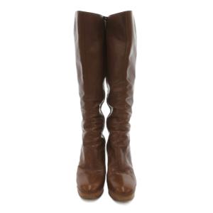 Sergio Rossi ロングブーツ レザー 本革 38.5 ブラウン /JS GY62