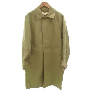ロングステンカラーコート シルク混 44 カーキ /FF GY62