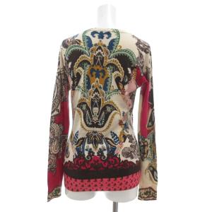 ETRO カシシルニット カットソー ペイズリー柄 カシミヤ シルク 長袖 42 ピンク ベージュ /JS GY62