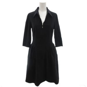 ジップアップワンピース 40 紺 ネイビー 襟付き Vネック 七分袖 /FF GY62