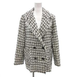 ダブルジャケット 36 白 ホワイト チェック ツイード /FF GY62