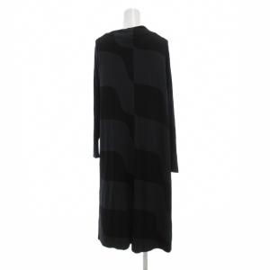 marimekko カットワンピース ボトルネック 長袖 XS 紺 ネイビー 黒 ブラック /JS GY62